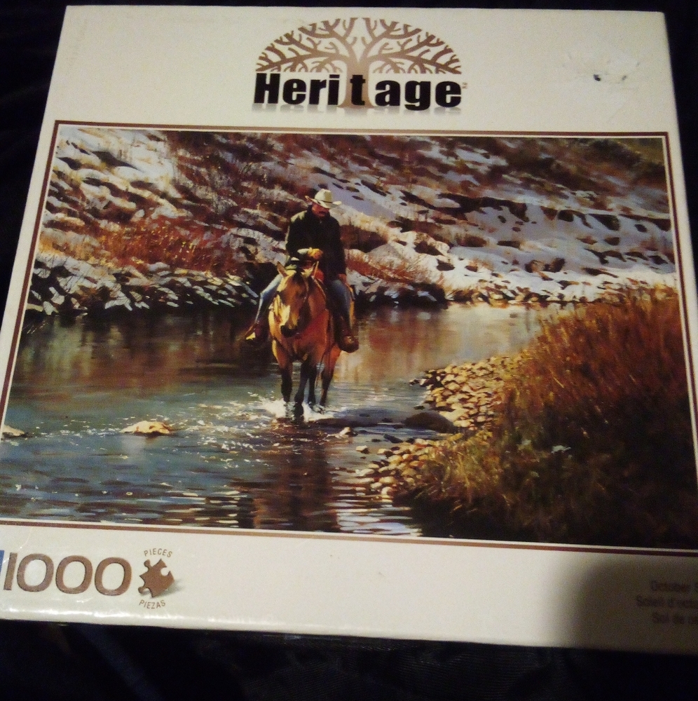 Heritage 1000 Piece Puzzle October Sun Cowboy Horse Outdoors Western